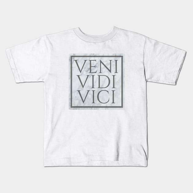 Veni Vidi Vici Roman Motto Phrase - I came, I saw, I conquered Marble Kids T-Shirt by RetroGeek